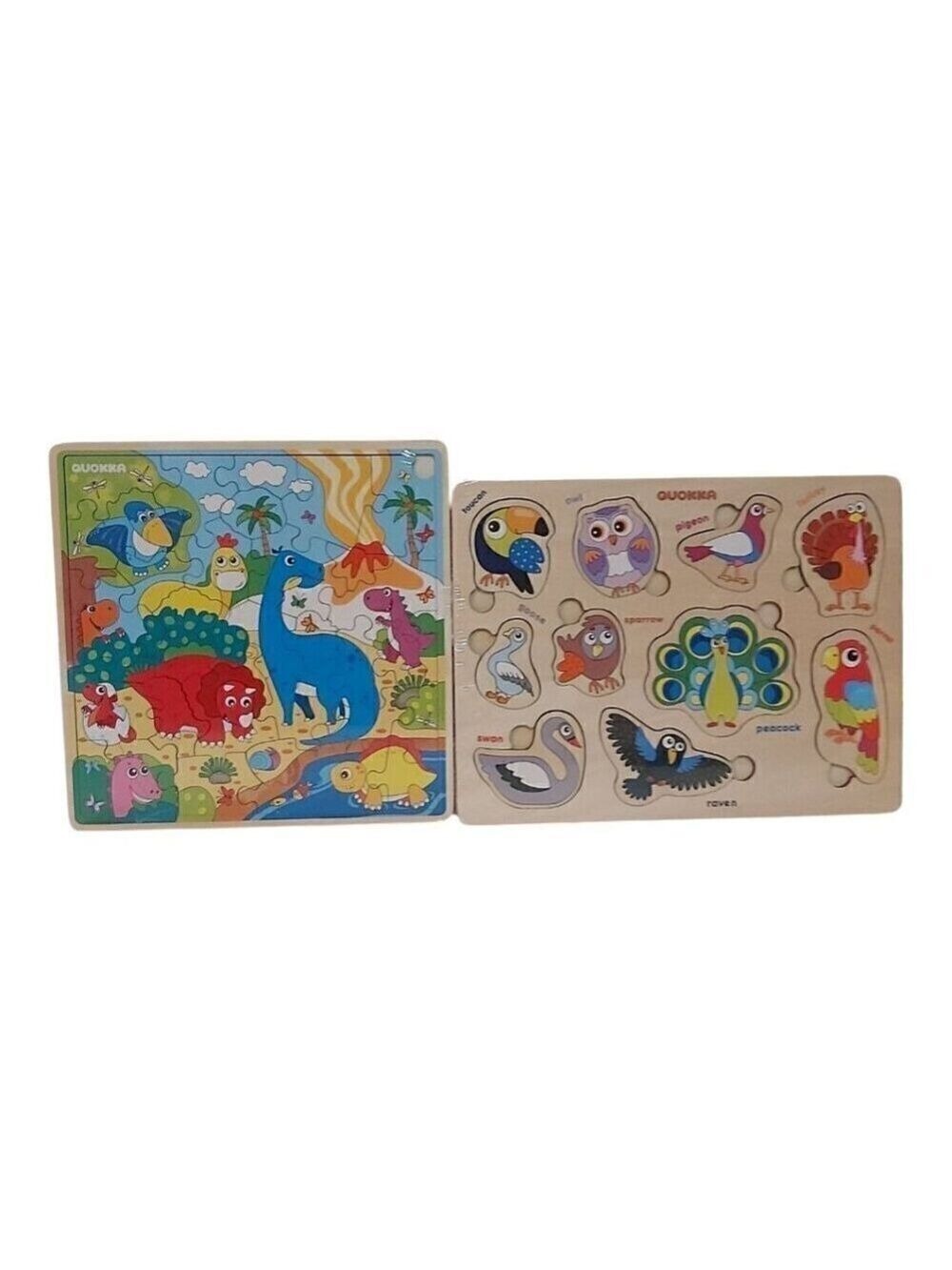QUOKKA Wooden Dino & Animal Puzzle Bundle for Kids Ages 3-8 – Educational Toy